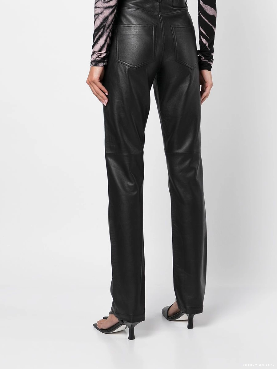 Affordable straight-leg Women Versace trousers leather 0812